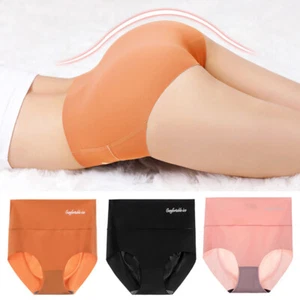 Women High Waist Ice Silk Briefs Ladies Seamless Knickers Slim Panties Underwear - Picture 1 of 26