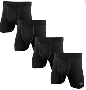 Reebok Men's 4 Pack Performance Boxer Briefs Size Medium M New NWT All Black - Picture 1 of 4