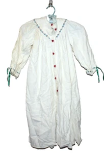 Vintage Girls Kids 70s/80s White Terry Floral DAMAGED Bed Robe 6/7/8 READ Button - Picture 1 of 11