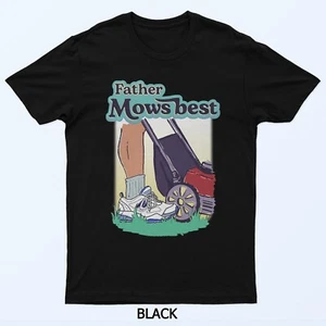 Father Mows Best Funny Riding Mower Retro Mowing Dad Gift T-Shirt - Picture 1 of 5