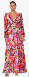 Betsy & Adam Amber Long Sleeve Chiffon Floral Print Floor Length Dress NWOT Sz 6 - Picture 1 of 5