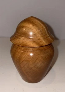 Antique Tiger Maple Treen Ware Lidded Jar Treenware Wood Peaseware American 4” - Picture 1 of 13