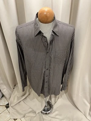 Мужская приталенная серая полосатая сорочка Gap - Изображение 1 из 3