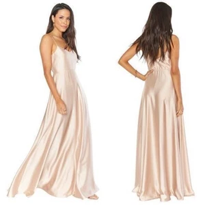 show me your mumu faith maxi dress champagne luxe satin women small - Picture 1 of 8