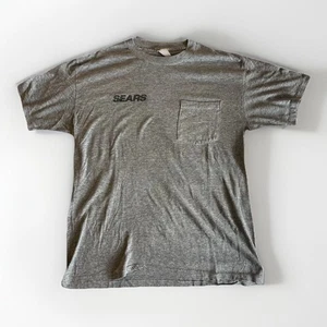 Vintage Grey Pocket T-shirt Single Stitch L Large Sears Gray - Picture 1 of 7
