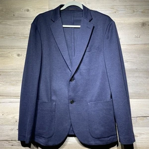 Uniqlo Strick Blazer Herren Medium Navy Slim Fit Sport Mantel zwei Knöpfe aufgesetzte Taschen - Bild 1 von 9