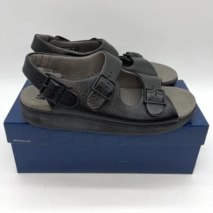SAS Relaxed Sandals Women 11 M Black Leather Walking Adjustable Strap USA Made - Picture 1 of 9