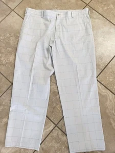 Pantalones de golf NIKE Dri-Fit (42X32) frente plano blanco/azul marino grandes a cuadros mezcla de polietileno - Imagen 1 de 5