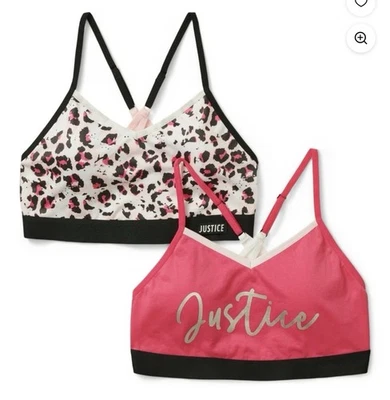 Sujetador Justice Girls espalda cruzada, paquete de 2, talla 28 nuevo con etiquetas Foto 1 de 2
