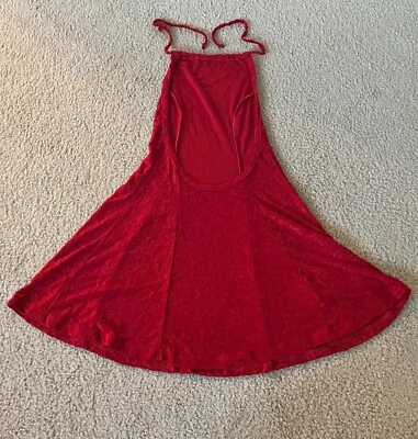 Fredericks of Hollywood Y2K Velvet Hearts Red Spaghetti Mini Halter Dress Medium - Image 1 of 3