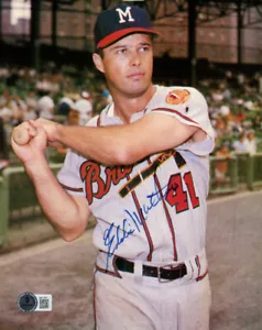 Eddie Matthews Autographed Milwaukee Braves 8x10 Photo BAS 45252 - Picture 1 of 1