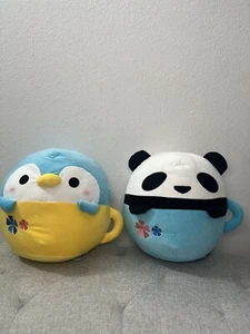 Round1 plush stuffed Animal 14inch Panda and penguin in a Mug - Picture 1 of 8