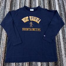 West Virginia Mountaineers Shirt Men Large Blue Crew Neck Heavy Thermal WVU