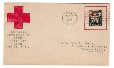 #702 Red Cross 1931 FDC - Unlisted Hand-drawn & Typed Cachet - Image 1 of 2