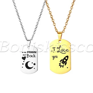 2 collares colgantes de acero inoxidable a juego para parejas para regalo del Día de San Valentín - Imagen 1 de 7