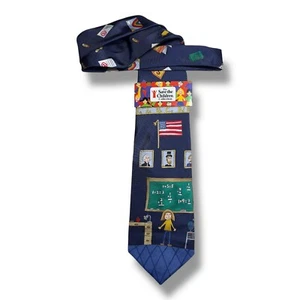 NWT Save The Children My Favorite Teacher By Faith Age 8 Novelty Silk Necktie - Picture 1 of 5