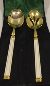 2 Besteckteile Golden Imperial Japan Oro Bianco Elektroplated IN Nylon Etui - Foto 1 di 3