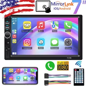 7" Double 2Din Car Stereo Radio Apple/Android Car Bluetooth Player Touch Screen - Picture 1 of 16
