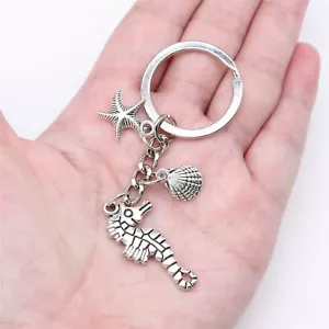 10 sets Tibetan Silver Charms Starfish Sea Horse Shell LUCKY Key Chains X10064 - Picture 1 of 3