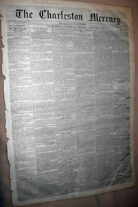 THE CHARLESTON MERCURY NEWSPAPER; Post Civil war Feb 28,1867, ORIGINAL - Picture 1 of 2