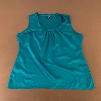 Blusa East 5th para mujer talla XL verde satinado sin mangas cuello redondo reunido Foto 1 de 4