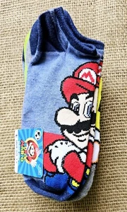 New Super Mario 6 Pairs No Show Socks Childrens Size 3 To 9 Nintendo - Picture 1 of 2