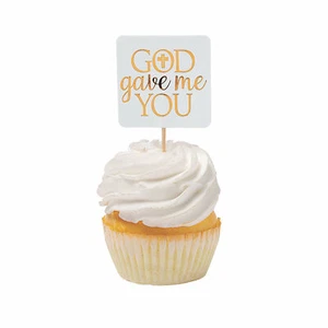 God Gave Me You Cupcake Picks, Party Supplies, 50 Pieces - Picture 1 of 1