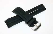 Elini 24mm Silicone Watch Strap Band BLACK Silver Steel Buckle fits Master Ghost