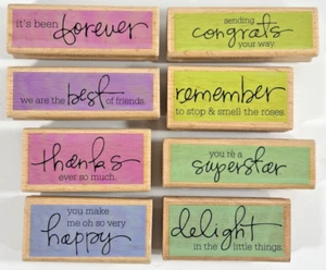 Hampton Art Studio G Sentiments & Inspirational Quotes Rubber Stamps Set of 8 - Picture 1 of 13
