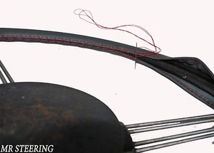 Dunkelgrau Leder Lenkrad Abdeckung für Austin A40 Somerset 52-54 Rot Stich - Bild 1 von 1