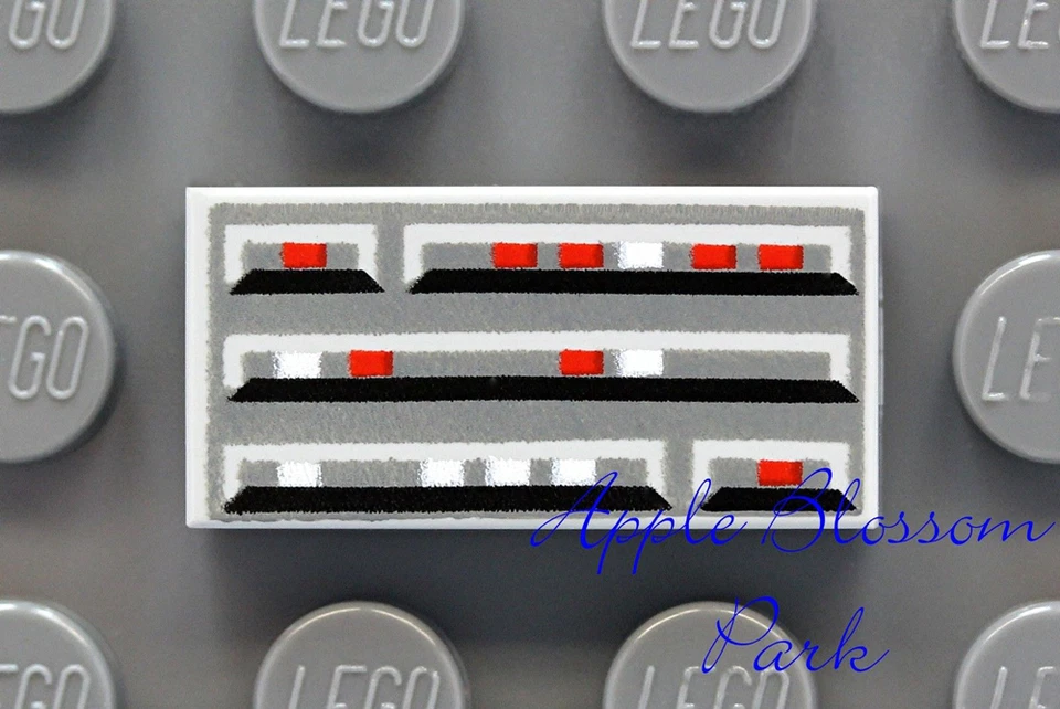 NEW Lego City Minifig COMPUTER PANEL 1x2 PRINTED TILE - Gray w/Red White & Black - Image 1 of 1