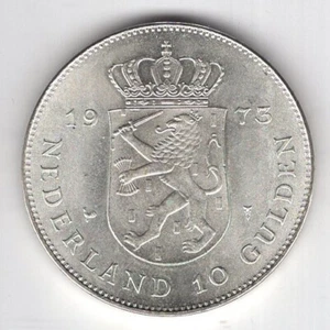 Niederlande - 10 Gilden 1973 Silber - Jubiläum - Juliana - XF/Stgl. - Afbeelding 1 van 2
