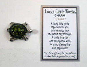 T3 LUCKY LITTLE TURTLE CHARM pocket token Good luck wish figurine ganz el6533 - Picture 1 of 14