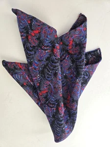 BRIONI 100% Seta Silk Hand Made in Italy Purple, Black, Red Pocket Square - Picture 1 of 6