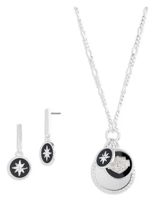 Juego de collar y pendientes Harley-Davidson Star Charm para mujer, plata de ley Foto 1 de 3