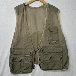Mens Tan Mesh Fishing Hunting Utility Vest Multiple Pockets Large - Picture 1 of 8