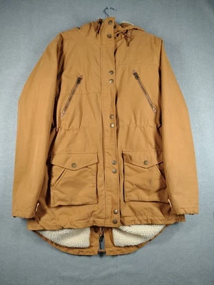 Volcom Men’s XL Brown Sherpa Lined Parka Jacket Heavy Hooded Winter Coat Warm - Image 1 of 4