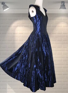LAURA ASHLEY Midnight Blue Vintage Victorian Style Party Dress - GB Label UK 8 - Picture 1 of 4