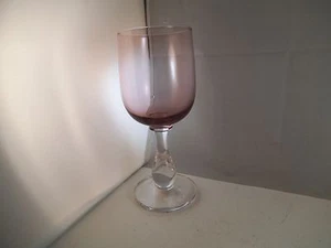 Vintage Unmarked Amethyst Teardrop Stem Wine Glass Water Goblet - Picture 1 of 4