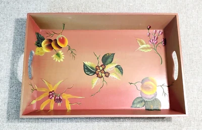 Bandeja para servir madera vintage Tracy Porter fruta roja floral 18"x12" Octavia Hill Foto 1 de 4
