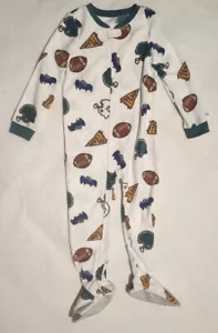 NWT Carter's Football Fleece Footed One Piece Pajamas 5T Toddler Boy - Picture 1 of 1