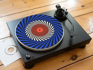 Mod Target Swirl 1960er Ziel Plattenspieler Matte, Filz Slipmat Optical Illusion - Picture 1 of 1