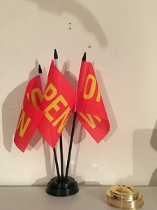 OPEN TABLE FLAG SET of 3 flags and base - Picture 1 of 1