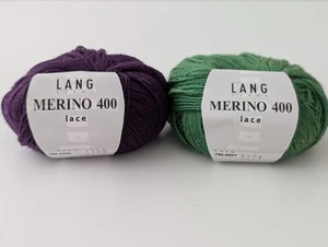 Lang MERINO 400 Lace Yarn - 2 x 25g - Green and Purple - Picture 1 of 6