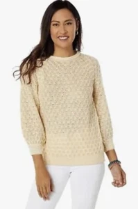 NEW Lilly Pulitzer Corabelle Sweater Beige Honeycomb Knit L $128 - Bild 1 von 7