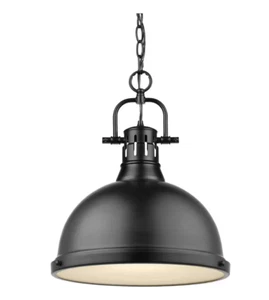 Duncan 1-Light Black Pendant and Chain with Matte Black Shade - Picture 1 of 1
