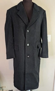 Vintage John Christian dunkelgrauer Mantel Kaschmir Wolle Coat volle Länge L - Bild 1 von 13