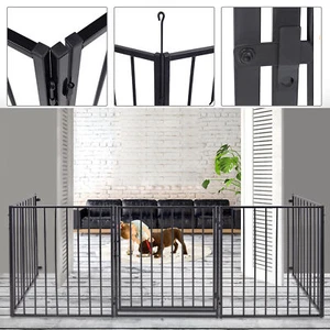 5-tlg Kaminschutzgitter Absperrgitter Türschutzgitter Kinder Sicherung mit Tür - Bild 1 von 12