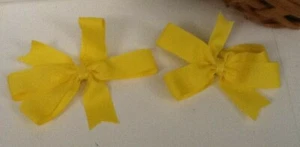 2 Yellow Grosgrain Hair Bows – Uses: Christmas Ornament, Pkg. Tag - 5” – #15C - Picture 1 of 5