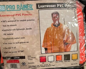 pro rainer Light Weight PVC Poncho 52” X 80” Blaze Orange New - Picture 1 of 6